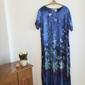 #Vtg 90s -2000 La Sera Women Shortsleeve Floral Rayon Dress